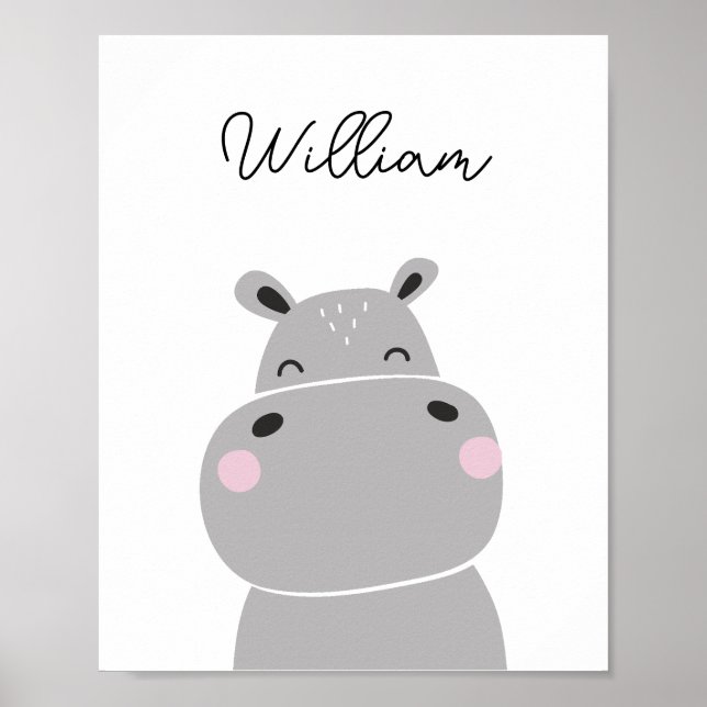 Hippopotamus Animal Nursery Wall Art Poster (Framsidan)