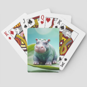 Hippopotamus Animal Roligt Miniatyr Storlek Fantas Casinokort