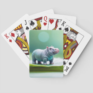 Hippopotamus Animal Roligt Miniatyr Storlek Fantas Casinokort