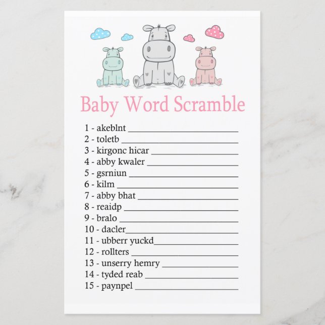 Hippopotamus Baby ord-lerspel (Framsida)