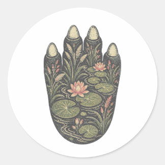 Hippopotamus Botanical Footprint Nature Sticker Runt Klistermärke
