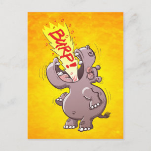 Hippopotamus Burping Louely Vykort