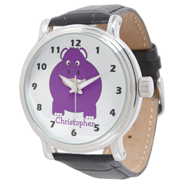 Hippopotamus Design Personalised Armbandsur (Vinklad)