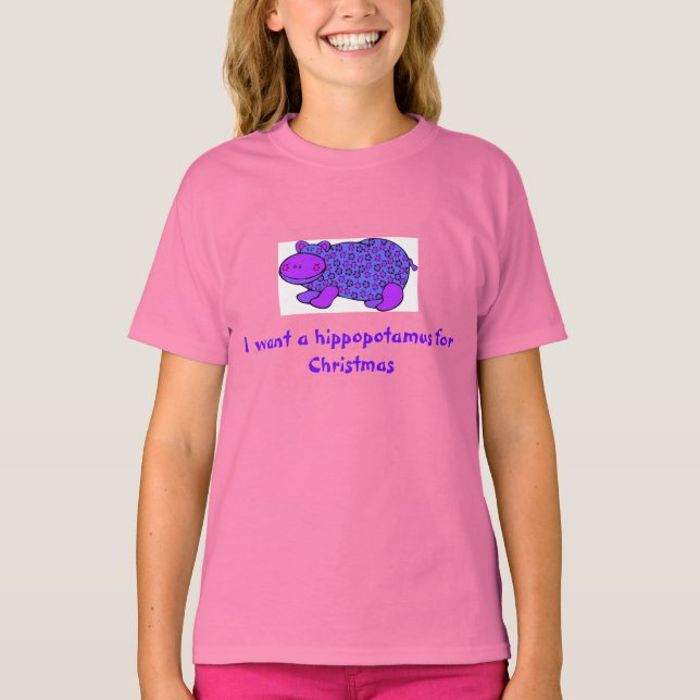 Hippopotamus fir-julskjorta tee shirt (Framsida)