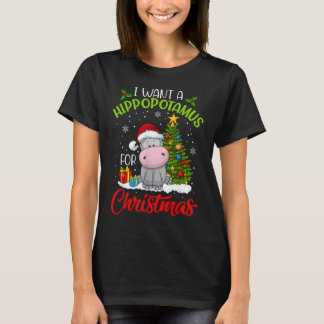 Hippopotamus For Christmas Xmas T Shirt