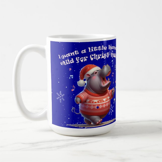 Hippopotamus för julfest kaffemugg (Vänster)