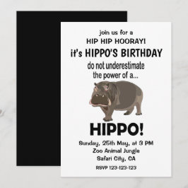 Hippopotamus Funny Cute Hippo Birthday Inbjudningar