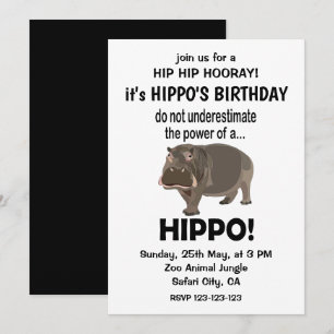 Hippopotamus Funny Cute Hippo Birthday Inbjudningar