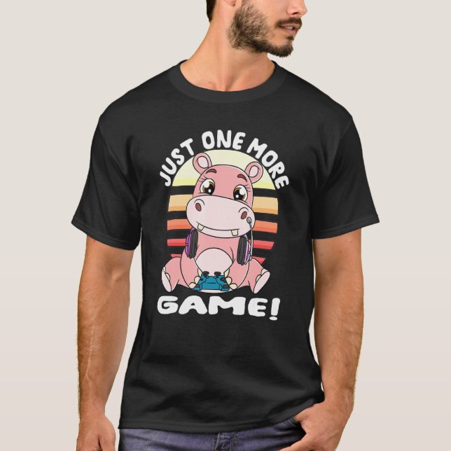 Hippopotamus Gamer Headset-spel Hippo bara en gång T Shirt (Framsida)
