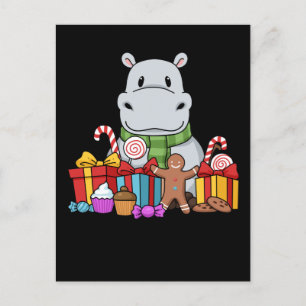 Hippopotamus ger barn julafton Hippo Vykort