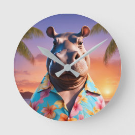 Hippopotamus Helgdag Rund Klocka