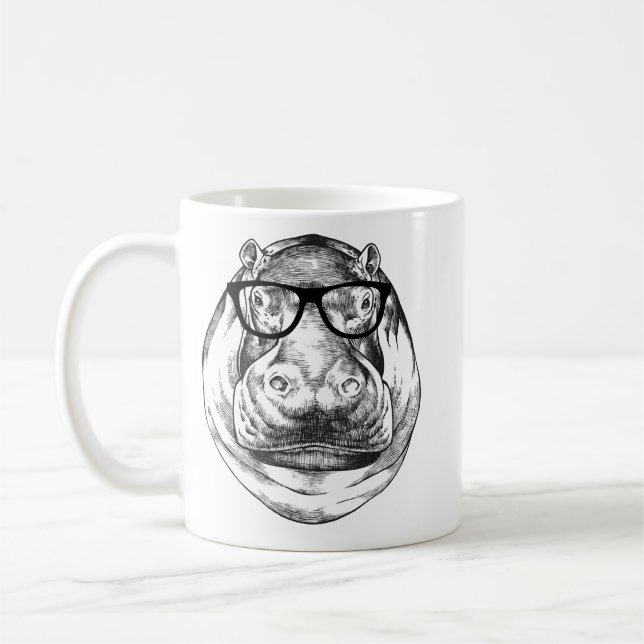Hippopotamus Hippo Nerdy Glass Hippopotamus 78 H Kaffemugg (Vänster)