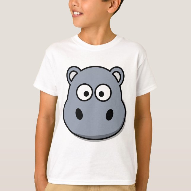 hippopotamus, huvud, tecknad bild t shirt (Framsida)