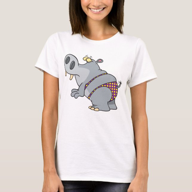 Hippopotamus i en bikini t shirt (Framsida)