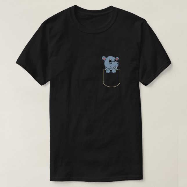 Hippopotamus In Pocket Gift Hippo Pocket TShirt T Shirt (Design framsida)