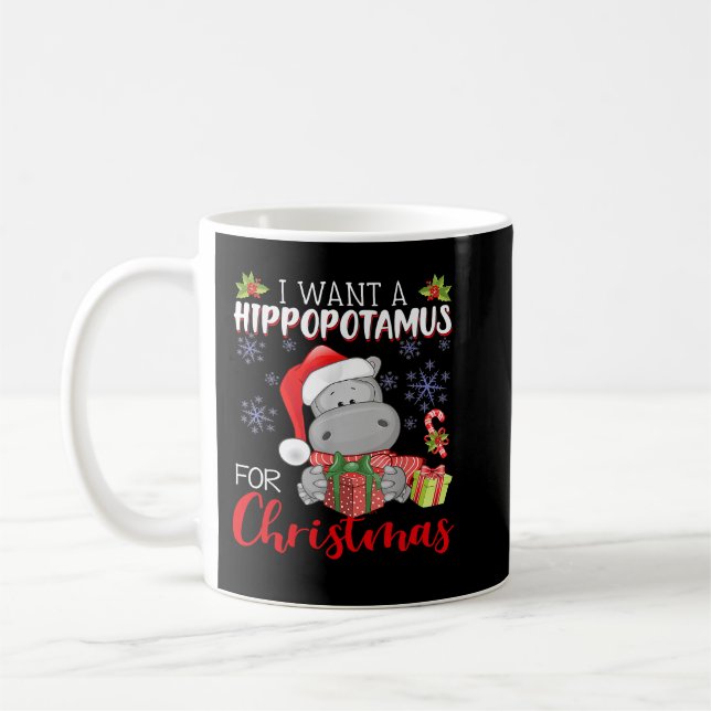 Hippopotamus jag vill ha en hippopotamus till jul kaffemugg (Vänster)