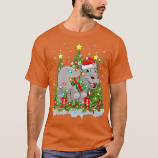 Hippopotamus Julafton Ljus Santa Hippopotamus Kris T Shirt