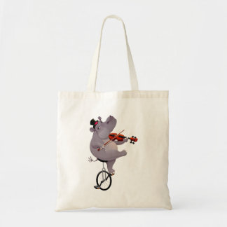 Hippopotamus med unicycle tygkasse