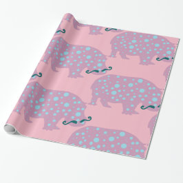 Hippopotamus mustache Glossy Wrapping Papper Presentpapper