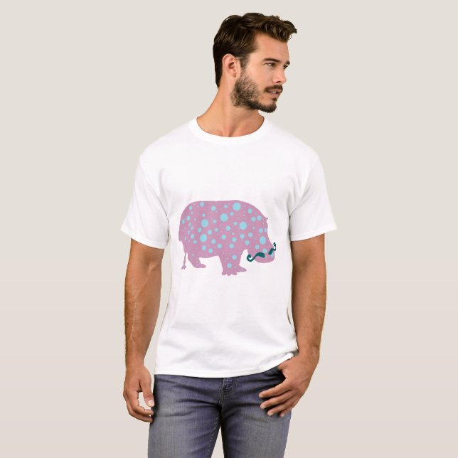 Hippopotamus mustache Manar Basic T-Shirt, vit Tröja (Hel framsida)
