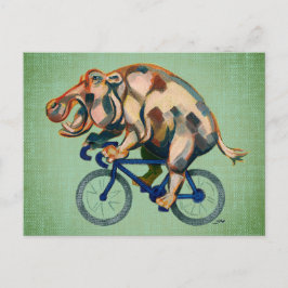 Hippopotamus Riding a Bicycle Vykort