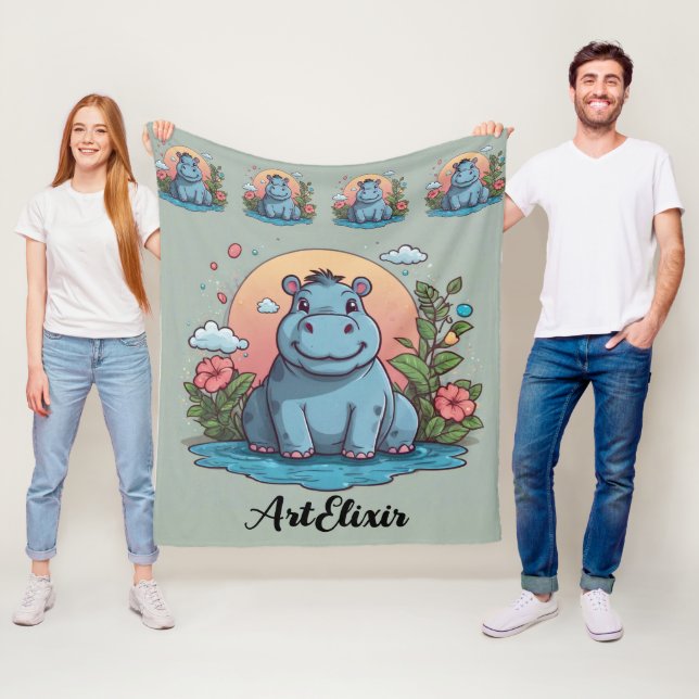 Hippopotamus Scener Skriv ut Fleecefilt (På plats)