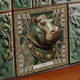 Hippopotamus Spirit Personalizable Namn Kakelplatta