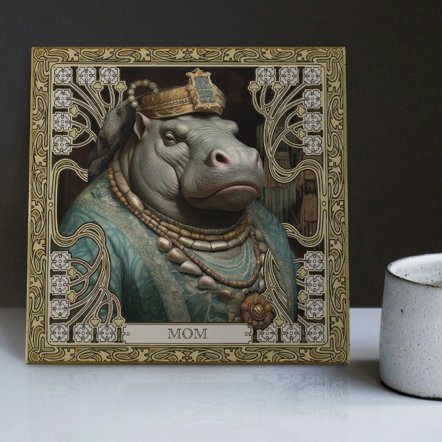Hippopotamus Spirit Personalizable Namn Kakelplatta (Skapare uppladdad)