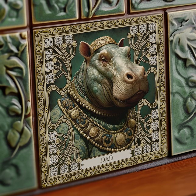 Hippopotamus Spirit Personalizable Namn Kakelplatta (Skapare uppladdad)
