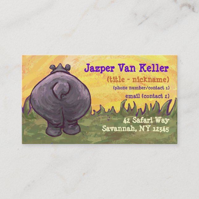 Hippopotamus Stationery Visitkort (Framsida)