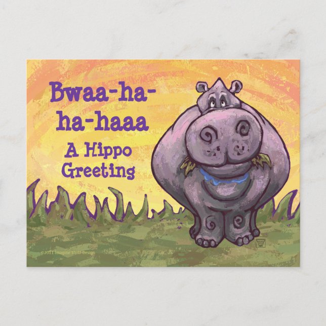 Hippopotamus Stationery Vykort (Framsida)