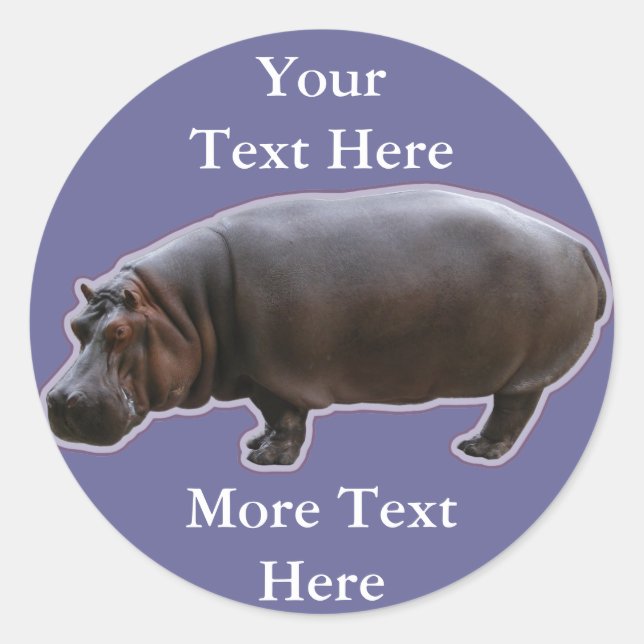 Hippopotamus Stickers Runt Klistermärke (Framsida)