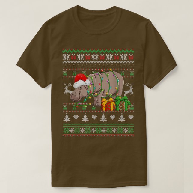 Hippopotamus Ugly jul Pajama God jul Hipp T Shirt (Design framsida)