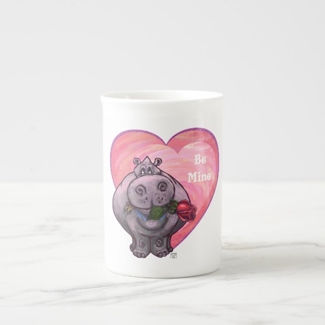 Hippopotamus Valentindagen Benporslin Mugg (Framsidan)