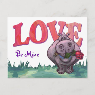 Hippopotamus Valentindagen Helg Vykort
