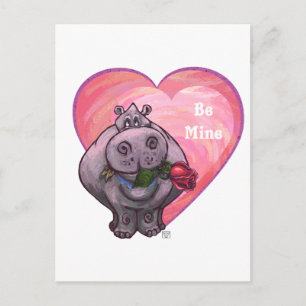 Hippopotamus Valentindagen Helg Vykort