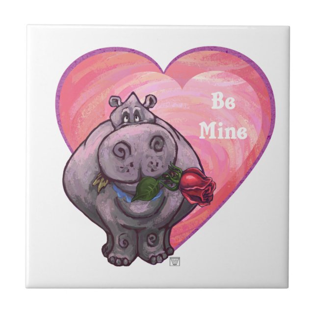 Hippopotamus Valentindagen Kakelplatta (Framsidan)