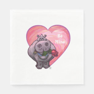 Hippopotamus Valentindagen Pappersservett