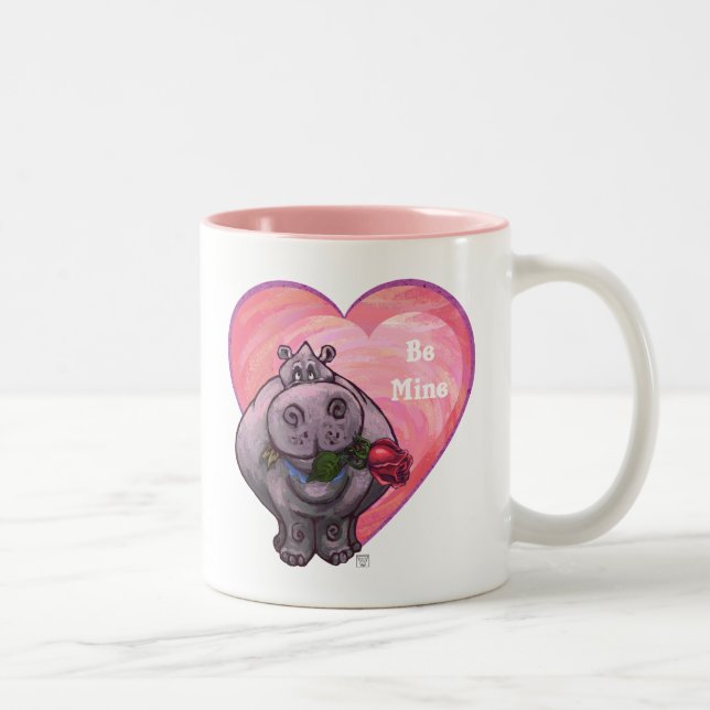 Hippopotamus Valentindagen Två-Tonad Mugg (Höger)