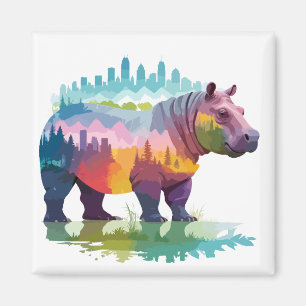 Hippopotamus Vector Art Animal Majestic Natature Magnet
