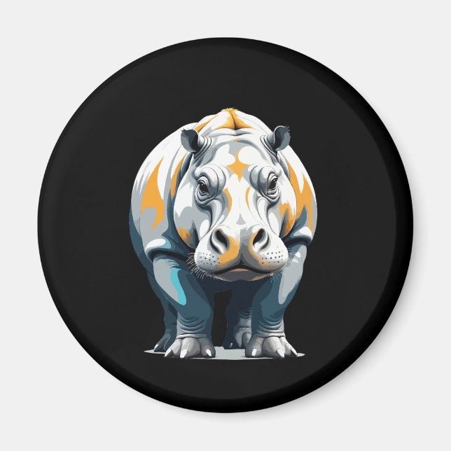 Hippopotamus Vector Art med Vibrant Färg Magnet (Framsidan)