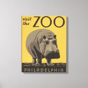 Hippopotamus vintage hippo zoo poster wpa canvastryck