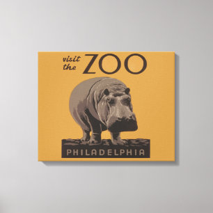 Hippopotamus vintage hippo zoo poster wpa canvastryck