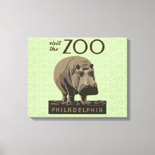 Hippopotamus vintage hippo zoo poster wpa canvastryck