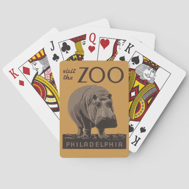Hippopotamus vintage hippo zoo poster wpa casinokort (Baksidan)