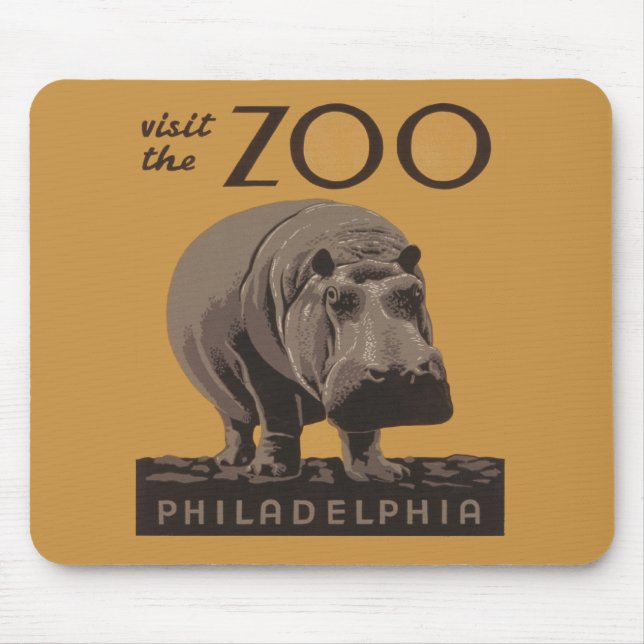 Hippopotamus vintage hippo zoo poster wpa musmatta (Framsidan)