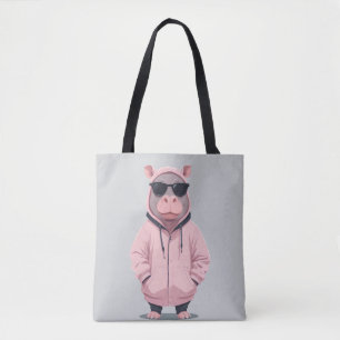 Hippopotamus Wearing Hoodie Funny Coola Animal Pop Tygkasse