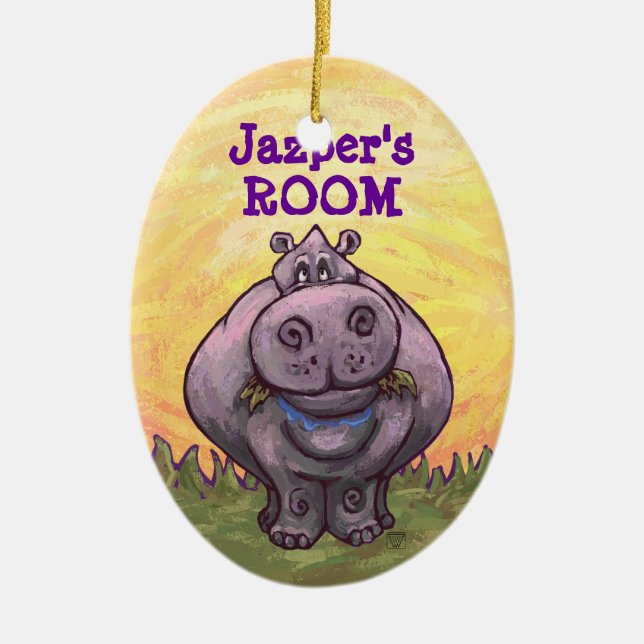 Hippopotamusgåvor och tillbehör julgransprydnad keramik (Framsidan)