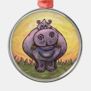 Hippopotamusgåvor och tillbehör julgransprydnad metall