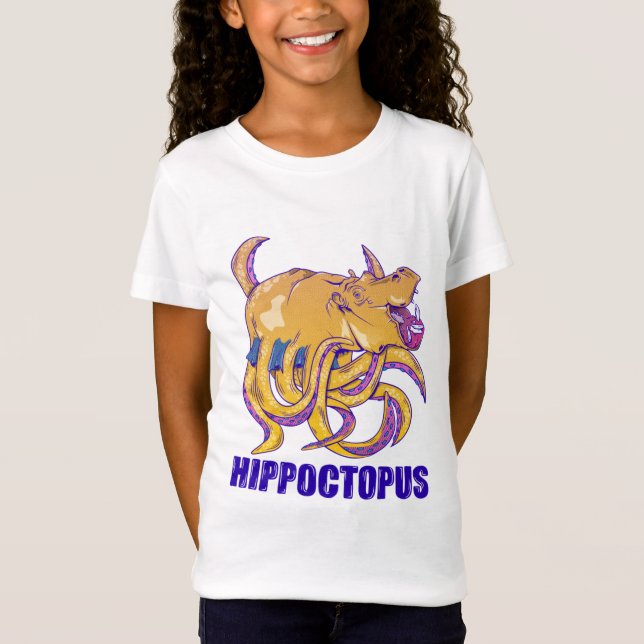 Hippopotomus oktpous underlig varelse t shirt (Framsida)